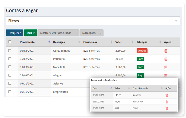 Contas a Pagar | Sistema de Gestão Online | N2G ERP