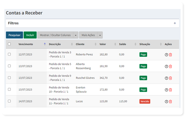 Contas a Receber | Sistema de Gestão Online | N2G ERP